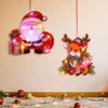 Yousheng 4Pcs/Set Christmas Ornament Set Santa Claus Reindeer Bear Wreath Shape Festive LED Ornament Set Holiday Decoration