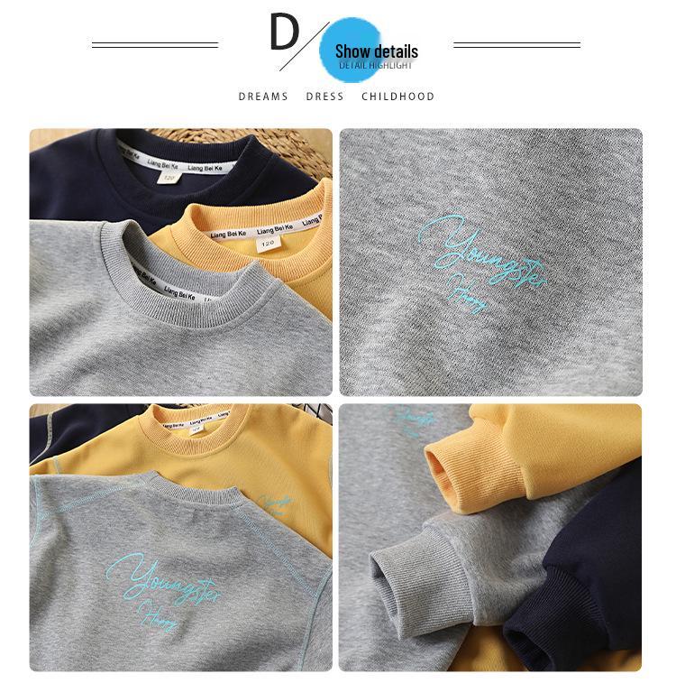 2025 Spring & Autumn Kids' Korean Fashion Sweatshirt: Boys' Long-Sleeve, Round Neck Pullover for Big Kids