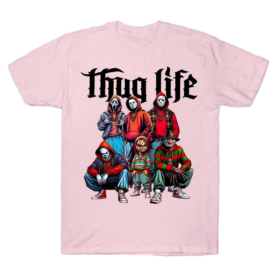 Thug Life T Shirts Horror Characters Killer Squad Urban Horror Movie T-shirt For Men Women 100% Cotton Short Sleeve Tops J2