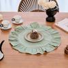Rustic Placemat Pure Color Round Shape Ruffled Trim Afternoon Tea Placemat Cotton Table Mat Dining Kitchen Table Decor 90%