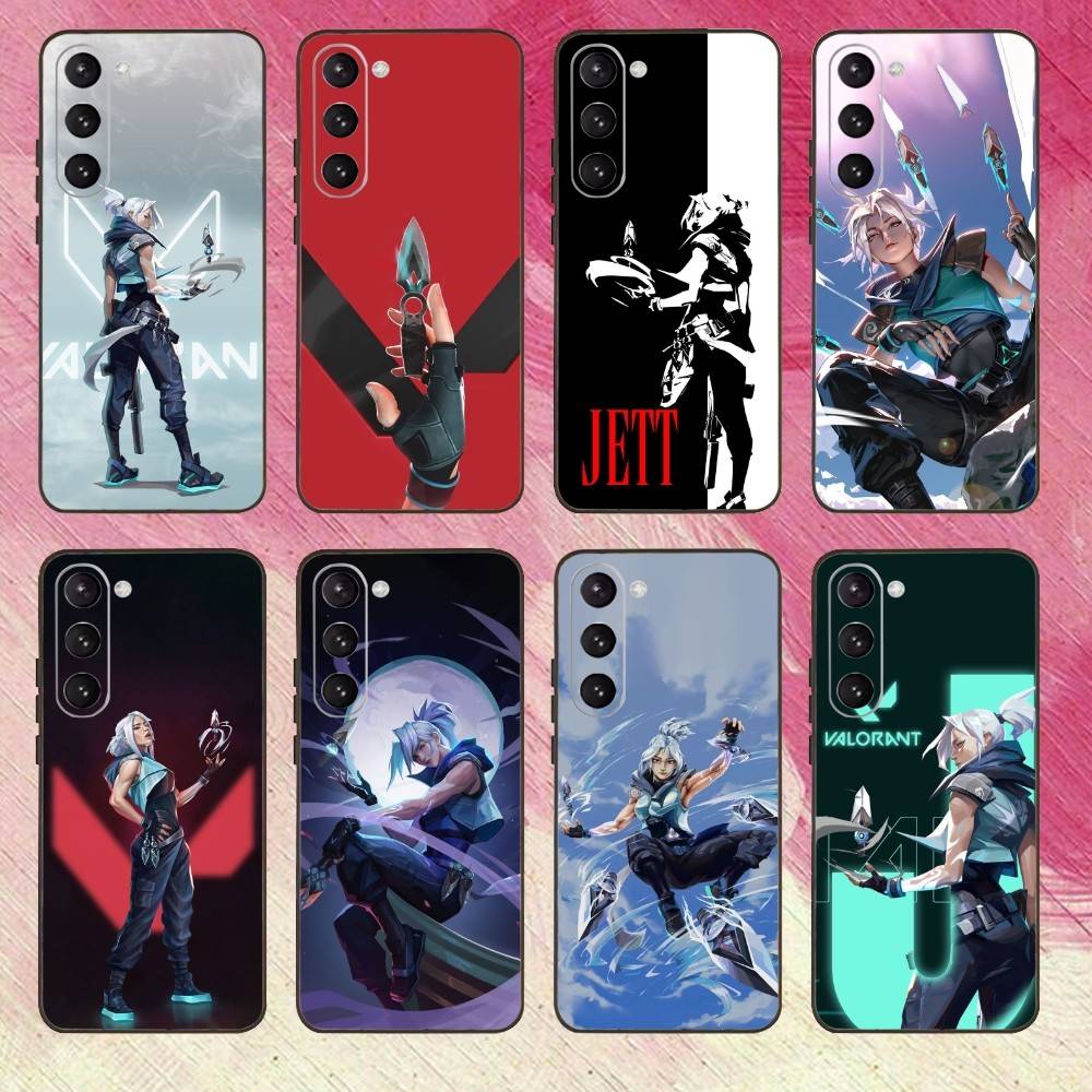 Cool Game V-Valorant J-Jett-ES Phone Case Black Silicone Soft For Samsung Galaxy A73,A72,A71,A70,A53,A52,A51