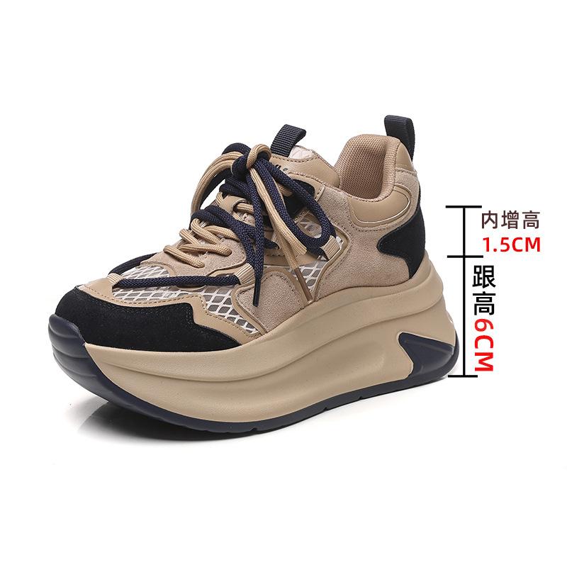

Soft-soled retro casual shoes summer through the net comfortable outdoor 2025 new solid color running sports dad shoes children 34