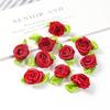 30/80Pcs Mini Rose Artificial Flowers Heads 2cm Buds Fabric Flower Wedding Decoration Craft Supplies Ribbon Bow-Knot Gift Decor