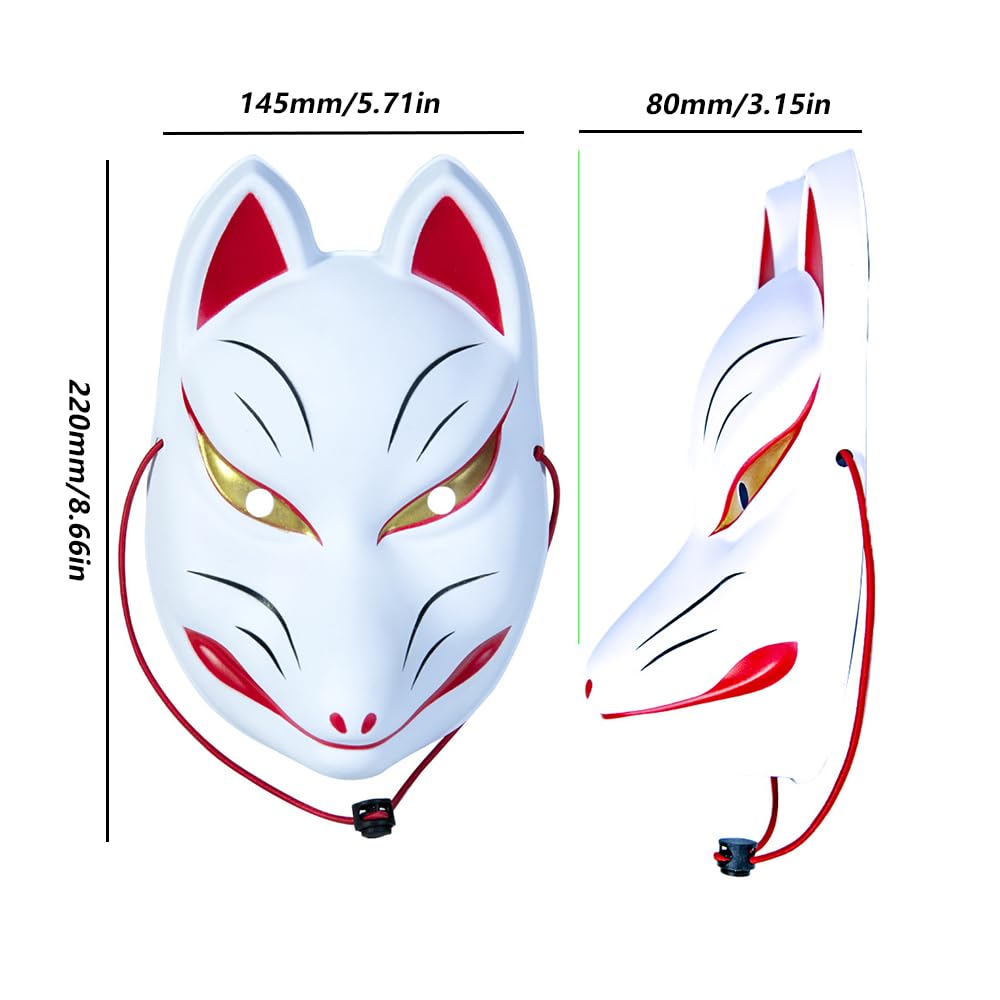 Fox Mask Halloween Tenko Hannya Cosplay Cosplay Moe Halloween Event White and One [vrunyuoi] Set, Japanese-Style Mask, White, Unisex, Mask, Prop,