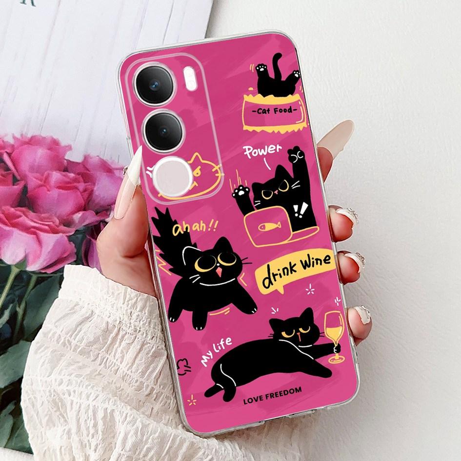 Silicone Case For Vivo Y19s V2419 Cover Lovely Cat Butterfly Cartoon Soft Back Protective Shell For Vivo Y19s 4G Y 19s TPU Coque