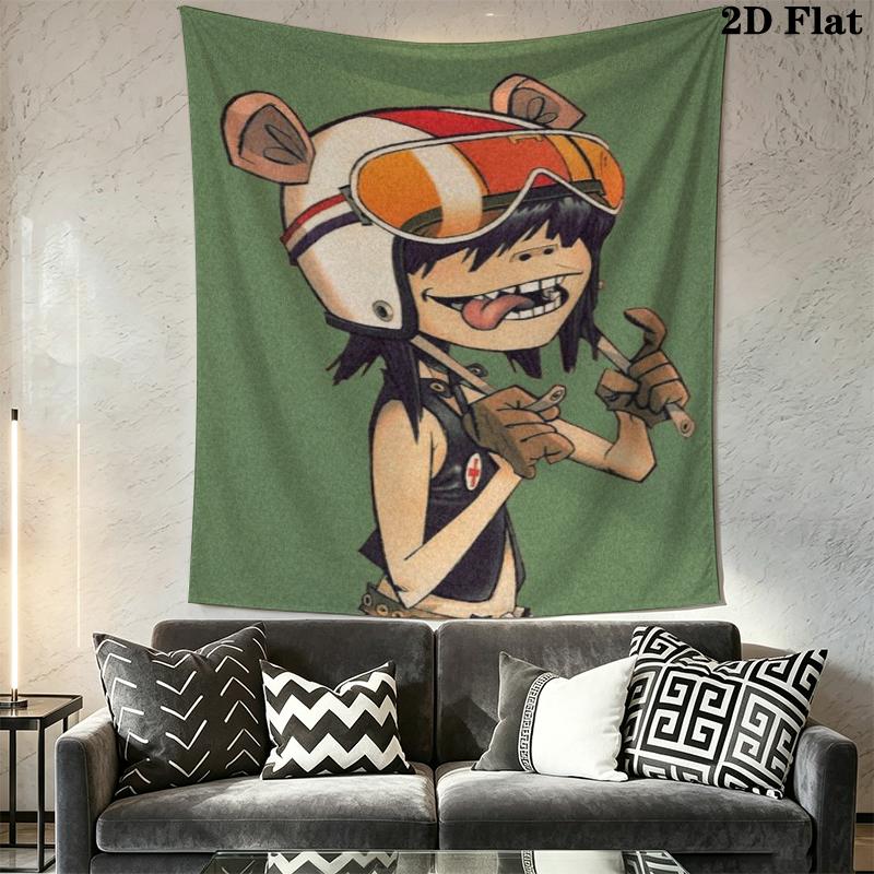 Gorillaz Wall Tapestry Aesthetic Wall Hanging Printed Fabric Blanket Decorative Tapestries for Bedroom Living Room Home Decor