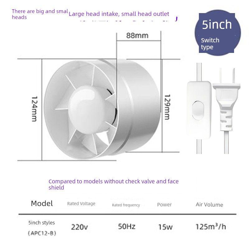 Powerful Silent Bathroom Exhaust Fan for Home Use, Wall-Mounted Toilet and Kitchen Ventilation Fan, Dual-Directional Extractor Fan