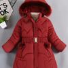 Girls Winter Thicken Keep Warm Jacket Hooded Zipper Fur Collar Outerwear Children Clothing
