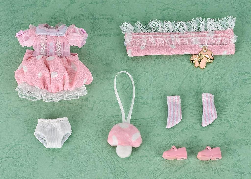 Nendoroid Doll Outfit Mushroom Girl and Finished Product Set [Pink] Fabric, Magnet, Plastic, Pre-painted,