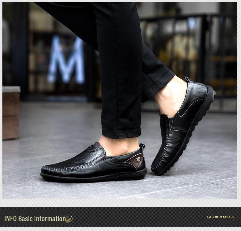 Men's Soft Sole Leather Slip-On British Style Driving Shoes, Big Size, Trendy & Versatile.