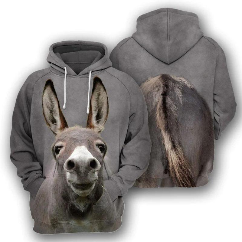3D Eternal Love Heren Hoodie Losse Casual Lange Mouw Modieus 3D Dierenprint XXXXL