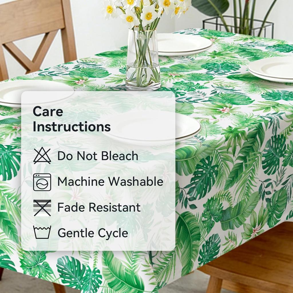 Summer Tropical Palm Leaf Rectangle Tablecloth for Table Decor Washable Kitchen Dining Tablecloth Wedding Party Decorations