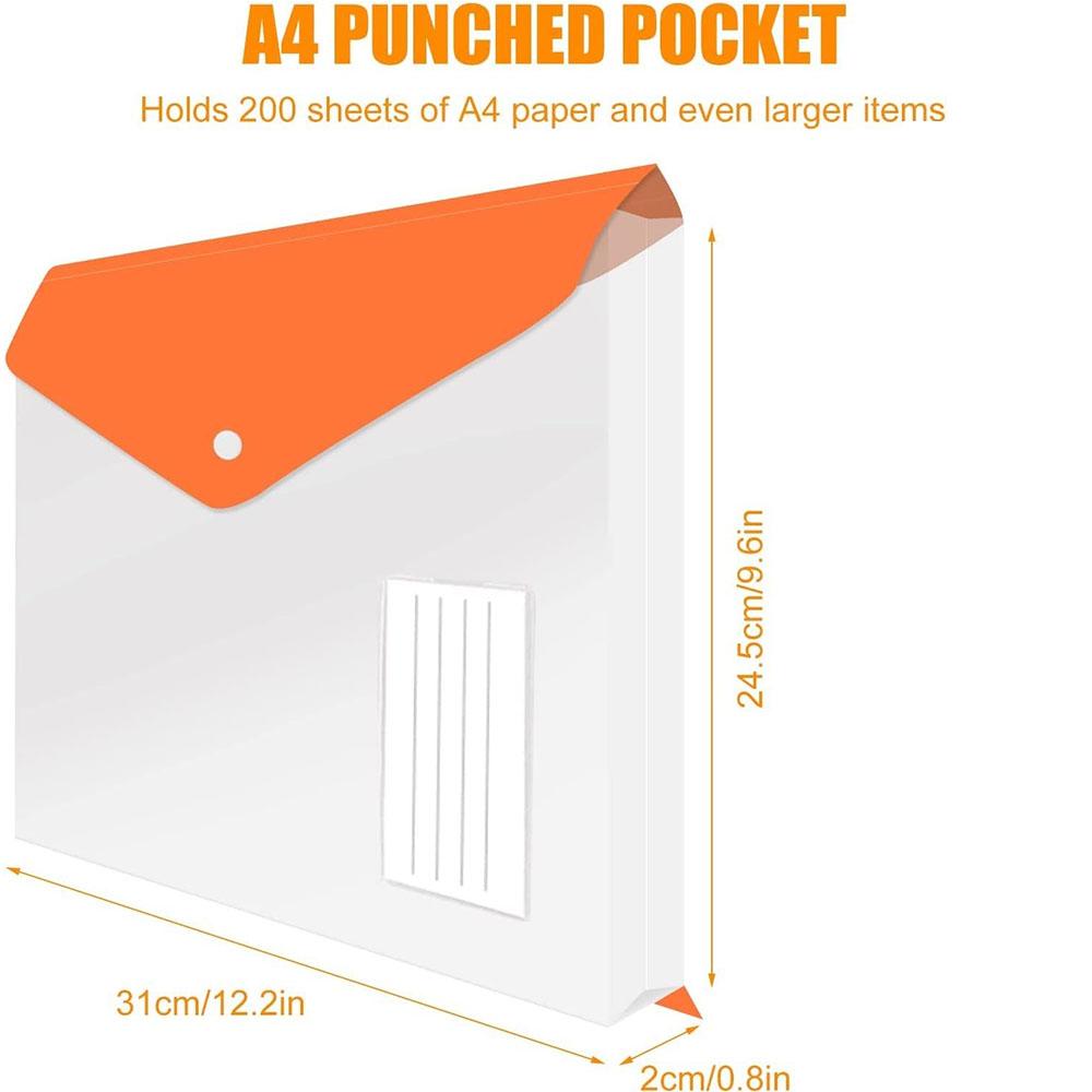 Plastic Envelope with Adhesive Snaps & 11 Holes File Folder Expansion Bag for 2/3/4 Ring File Bag 14Random Colors For School