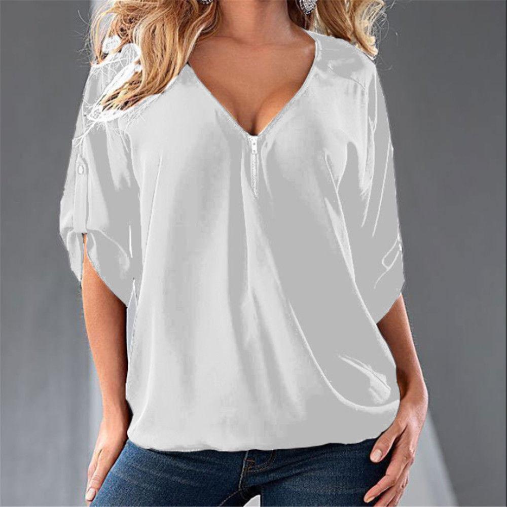 Polyester Langarm V-Ausschnitt Shirt für Damen mit Spleißmuster, Relaxed Fit, perfekt für den Frühling