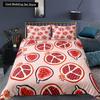 Red Pomegranate King Queen Duvet Cover Summer Tropical Fruit Bedding Set for Adults Green Leaves 2/3pcs Polyester Quilt Cover