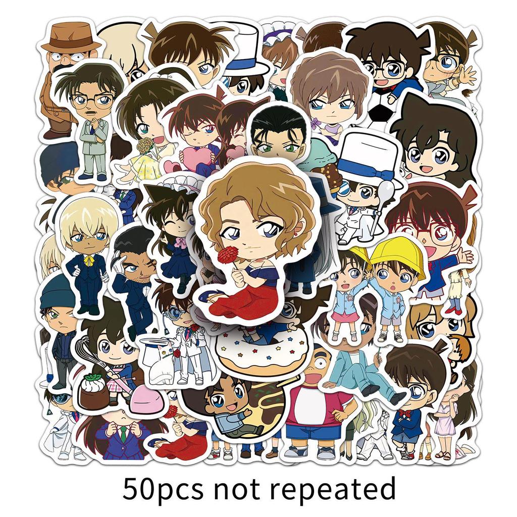 50 Q Version Detective Conan Anime Stickers for DIY Decoration On Water Bottles, Computers, Phones, and Tablets.