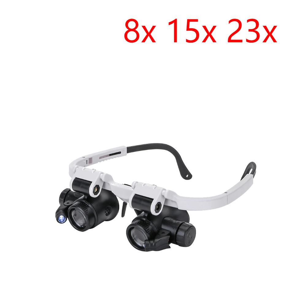 25x Eyewear Loupe Repair Third Hand Helmet Magnifying LED Magnifying Headband Head Wearing Magnifier Glasses Loupes for Reading