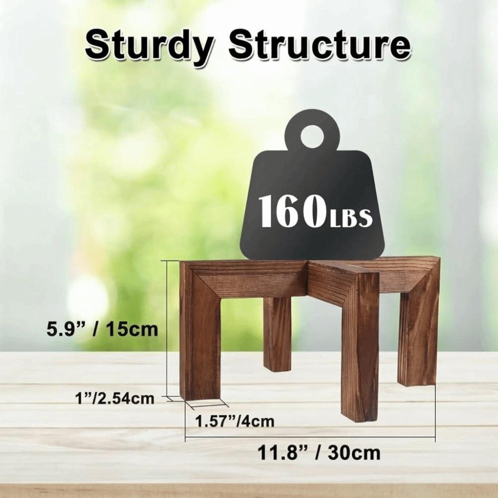 Pine Wood Flower Pot Rack Brown Wood Grain Cross Display Stand Tabletop Plant Shelf Living Room