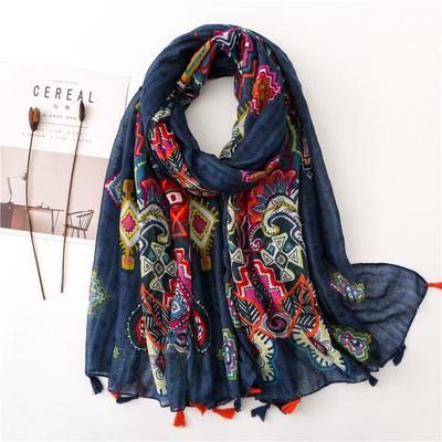 Designer Brand Women Scarf Classical Print Lady Shawls Cotton Feeling Soft Oversize Hijabs Neck Headband Tassel Foulard
