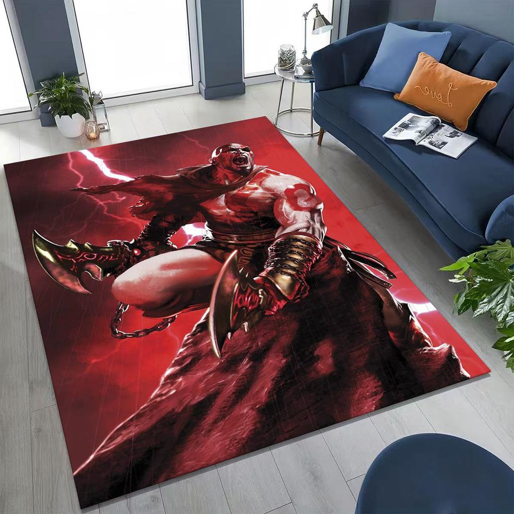 Tappeto Classici God of War Kratos Gioco 3A Tappeto per Giocatori per Camera da Letto Soggiorno Divano Casa Zerbino Decorazione, Tappetino Antiscivolo Grande per Giochi per Bambini