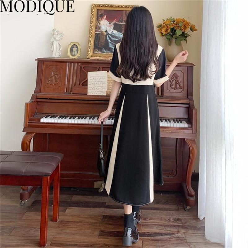 MODIQUE Summer Plus Size New Dress Shirt Women Loose Solid High Waisted Cotton Linen Spliced Dress Casual Female Dresses V-Neck Short Sleeve
