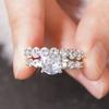 Huitan Brilliant 2Pc/Set Rings Attractive Promise Wedding Band  Set for Women Simple Noble Versatile Finger Accessories