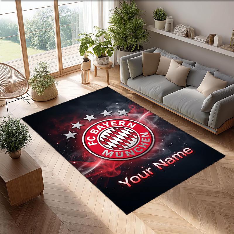 Bayern Munich Printed Crystal Velvet Rug Non‑Slip Crystal Velvet Carpet For Sofa Bedroom Indoor Home Decoration