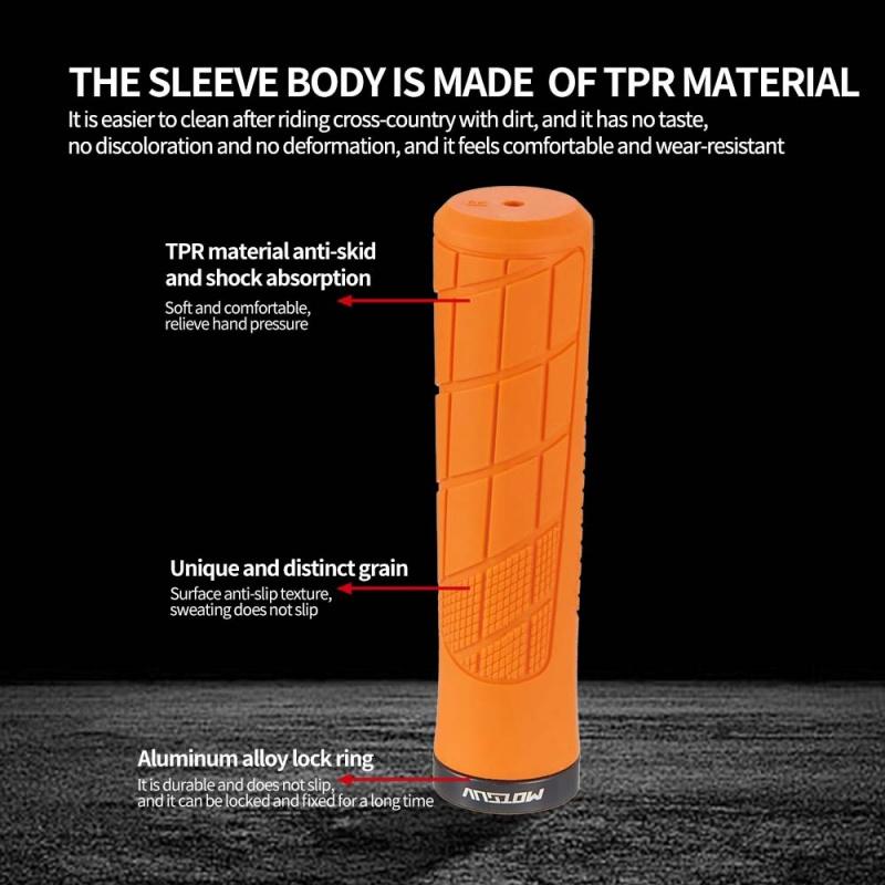 Single Lock‑On TPR Rubber Bike Handlebar Grips, Anti‑Slip Shock‑Absorbing Cycling Grips for Mountain, Fixed Gear & Folding Bikes