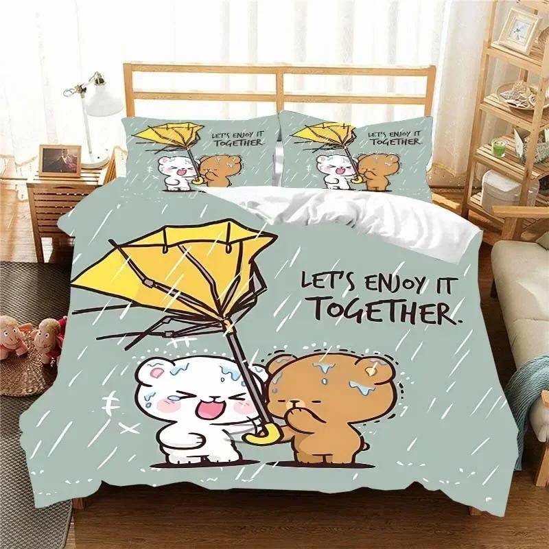 Kawaii Bubu and Dudu 3D Printing Anime Bedding Set Duvet Cover Comforter Bed Single Twin Full King Queen Size Bedding Set Kids