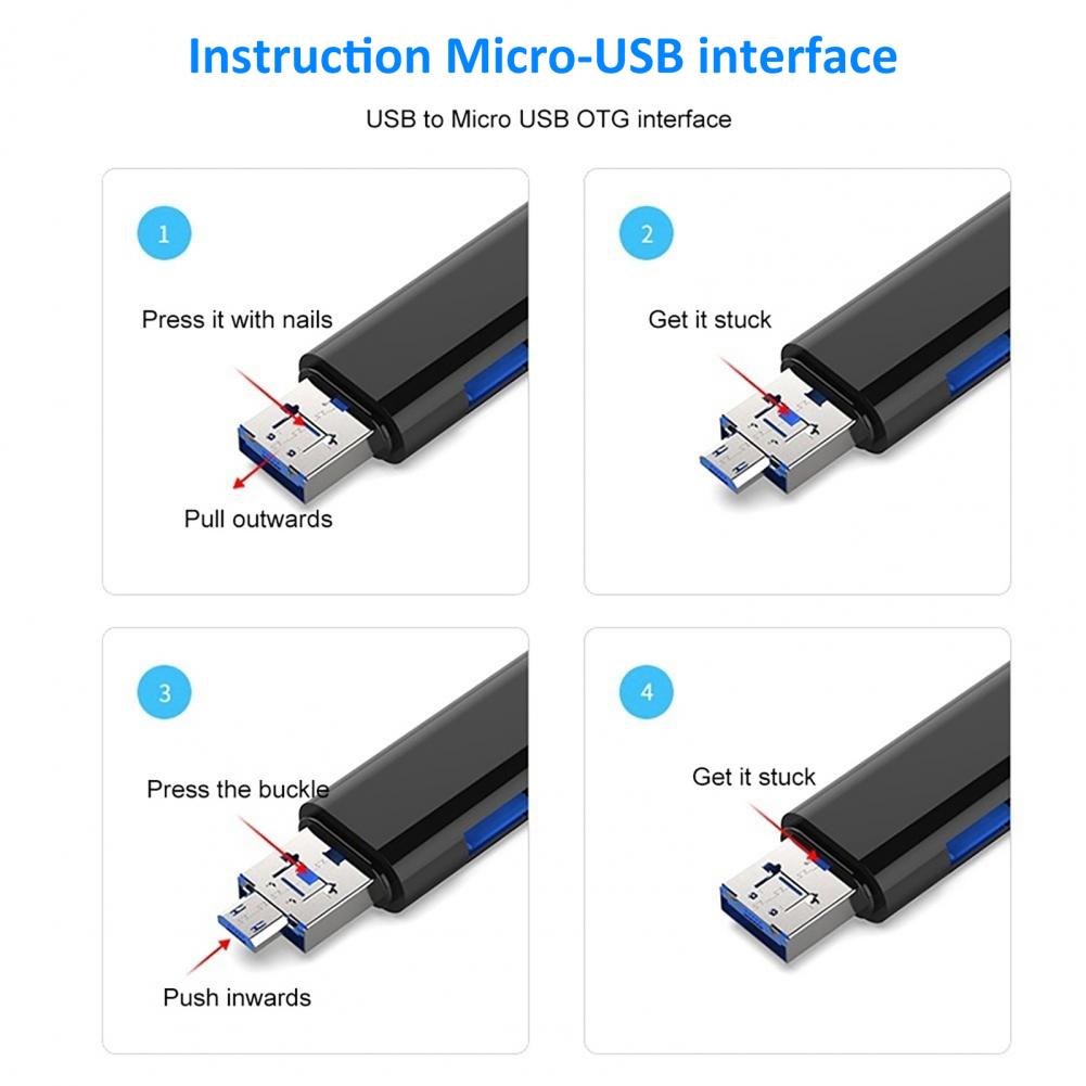 Type C MicroUSB Multi Memory Card Reader USB 3.0 OTG Cell Phone High Speed 5-In-1 Type-C TF Card Reader for Laptop