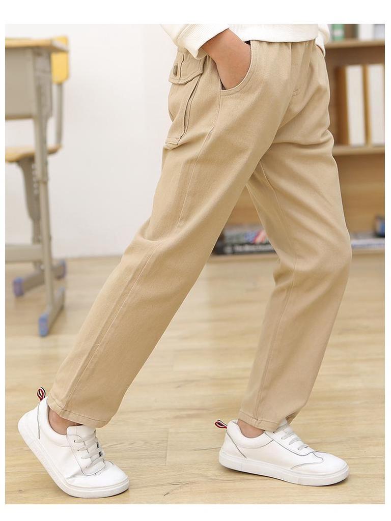 Khaki School Uniform Pants for Primary and Middle School: Boys' Spring/Autumn Cotton Casual Pants & Girls' Stretch Cotton Long Pants
