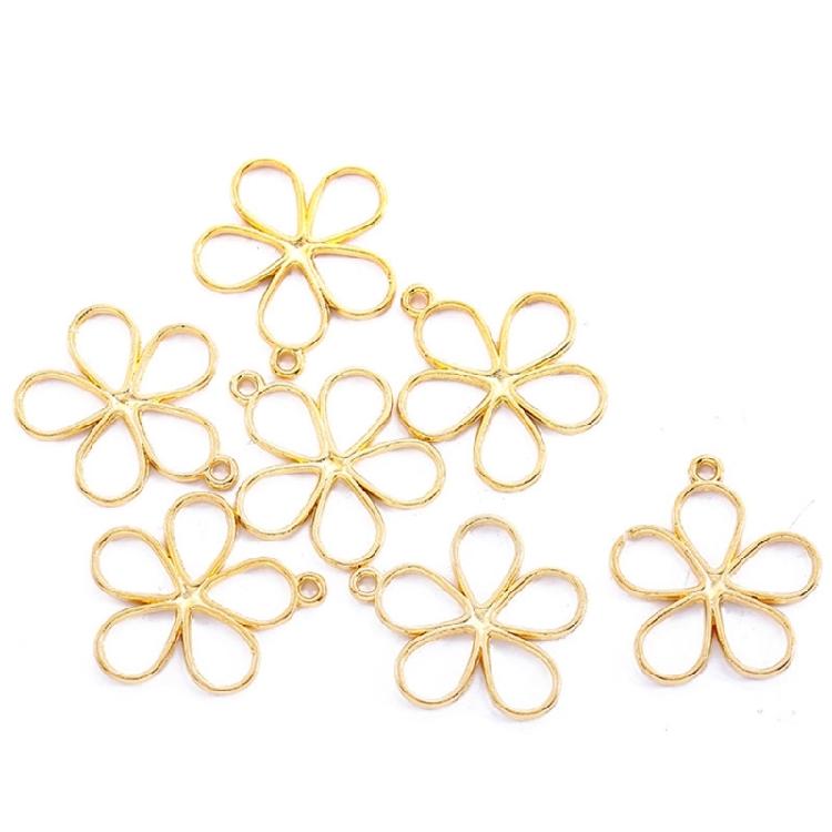50 PCS Alloy Hollow Flower Charm Flower Pendant Hollow Flower for Jewelry Making