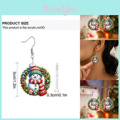 Christmas Acrylic Snowman Earrings With Silver Posts For Seasonal Gift Ideas