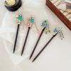 Classic Chinese Wooden Tassel Hair Stick for Women Flower Fresh Pearl Handmade Hairpins Charm Jewelry Accessories Hair Ornaments