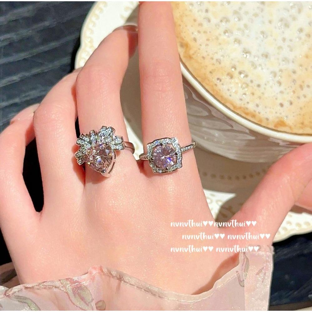 Papalacha, Pink Crystal Flower Bracelet, Rich Family Gold, 18K Gold Plated, Barbie Pink Strawberry Zircon Ring.