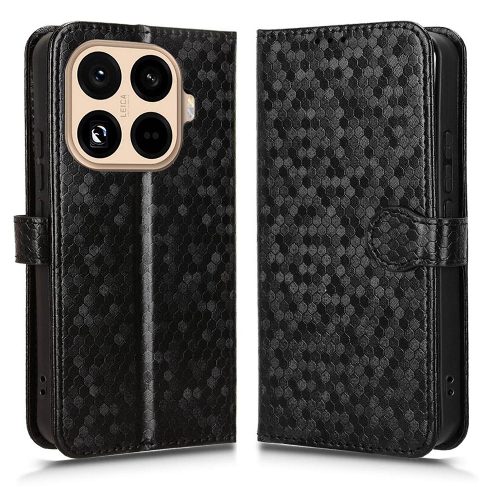 For Xiaomi 15T Pro Wallet Case Dot Pattern Imprint PU Leather Phone Cover with Wrist Strap
