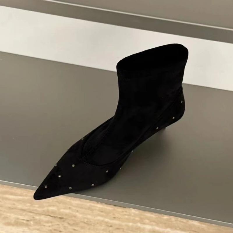 Fashion Ankle Boots Women Pointed Toe High Heels Shoes Suede Designer 2025 Trend New Fashion Winter Snow Boots Woman Sexy Pumps Botas