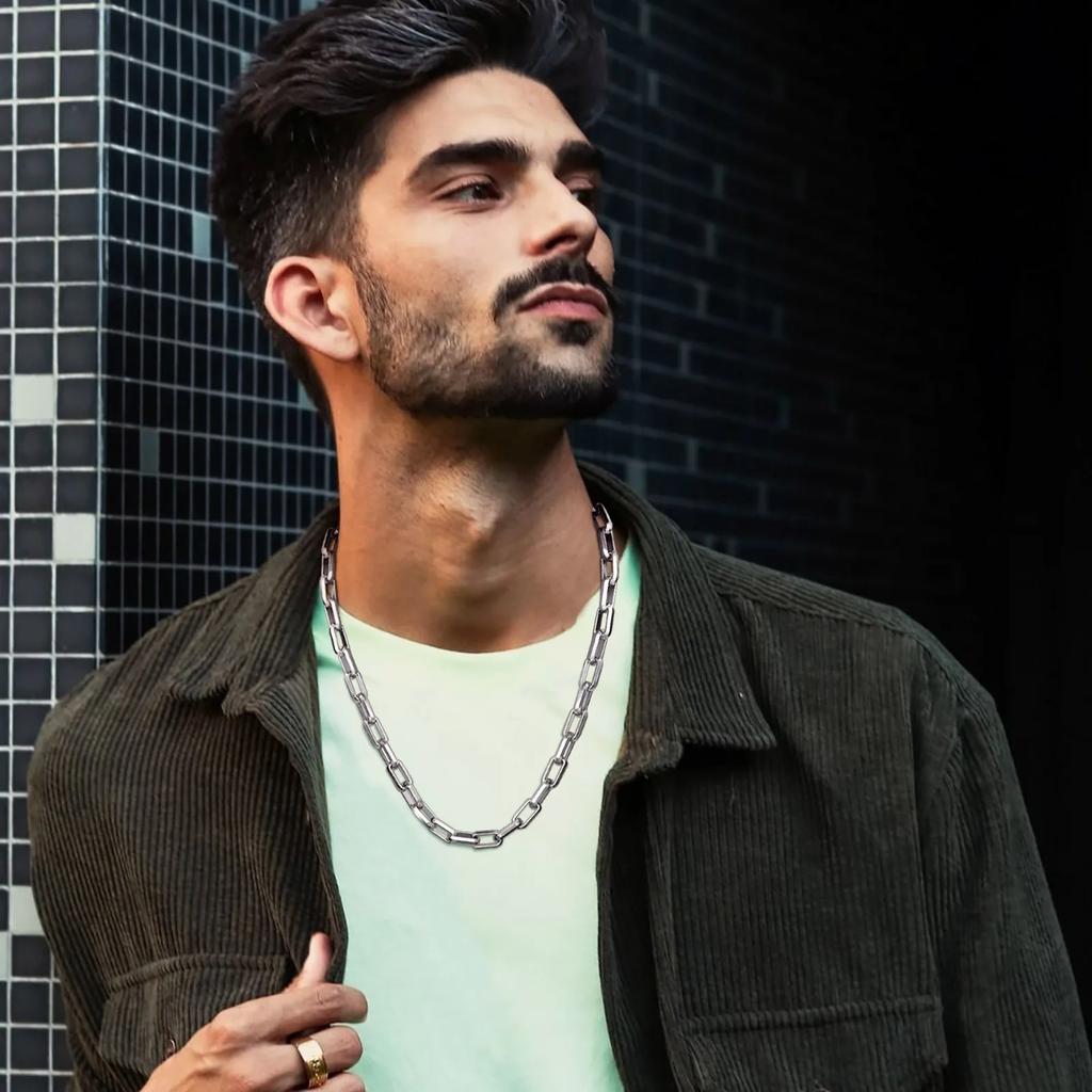 Grube prostokątne łańcuszki dla mężczyzn i chłopców, 50/55/60 cm, kwadratowy łańcuszek ze stali nierdzewnej, fajna biżuteria punkowa, prezenty