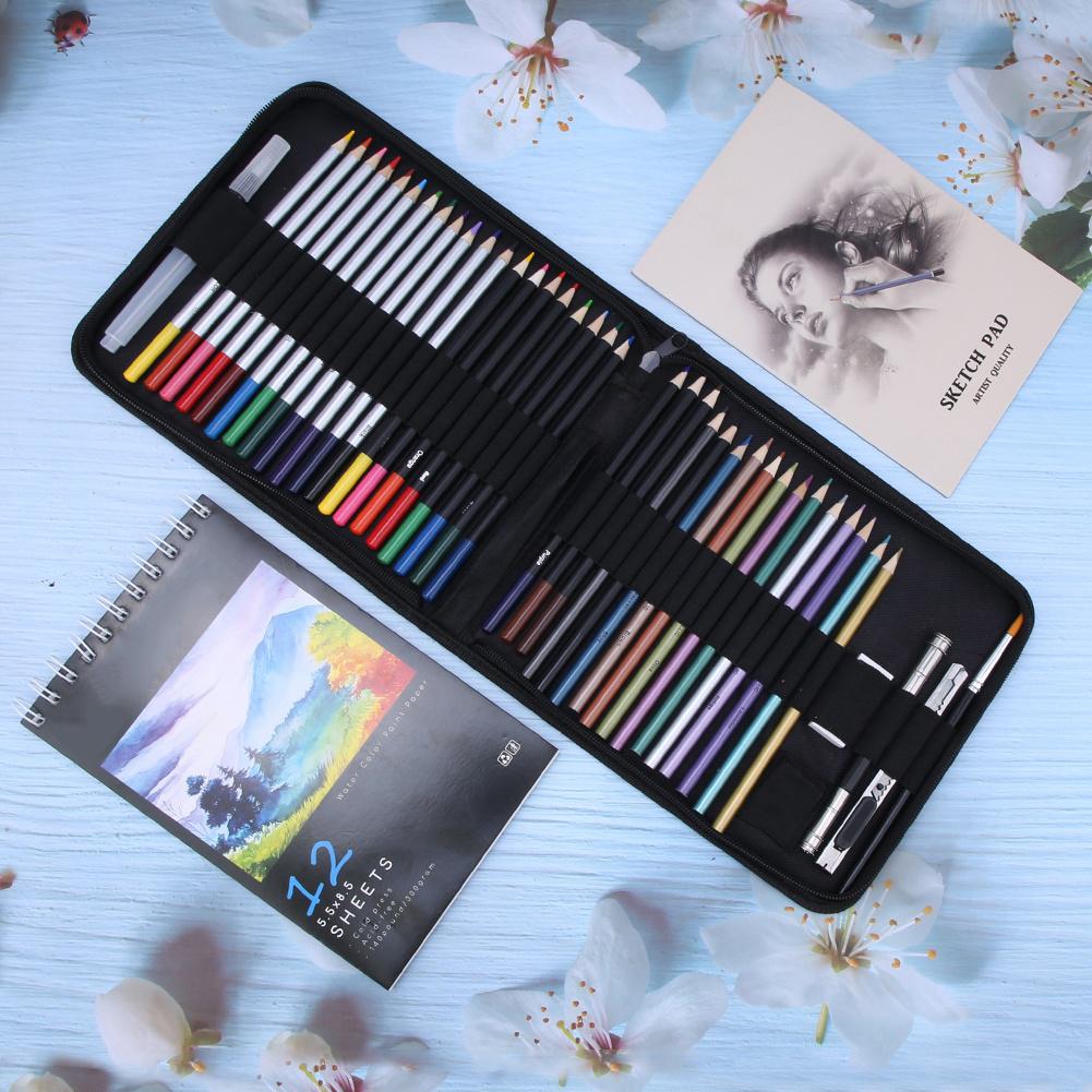 44Pcs Colorful Color Pencil Set School Stationery Art Supplies with 1Pc Portable Zipper Bag