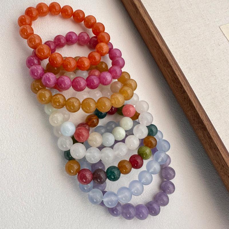 Colorful Summer Rainbow Tourmaline Bracelet – Natural Stone Luck Charm Beaded Jewelry for Everyday Wear
