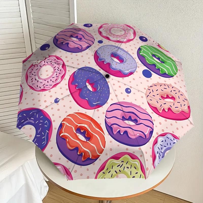 1pc Donut Pattern Automatic Open/Close Umbrella, Formal Events - Ideal Gift for Family or Friends, Outdoor Accessory yy251211162