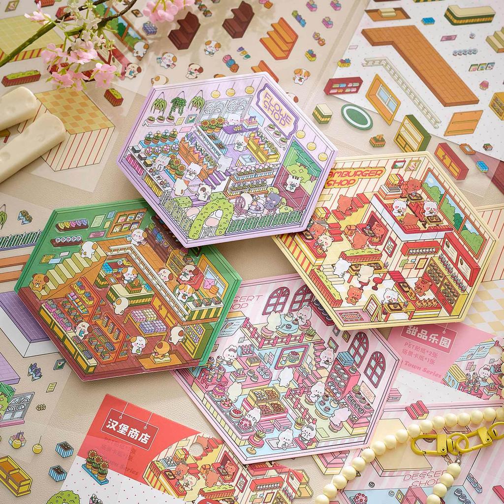 2pcs fun 3d landscape sticker Planner Creativity Decorative Hand Account Hand Account Scrapbooking material