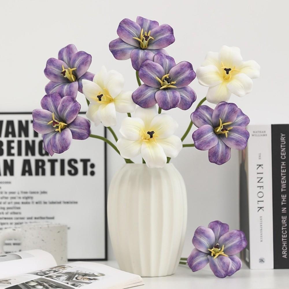

5pcs Real Touch Artificial Tulip Flowers Realistic Fake Tulips Home Living Room Decor рожевий