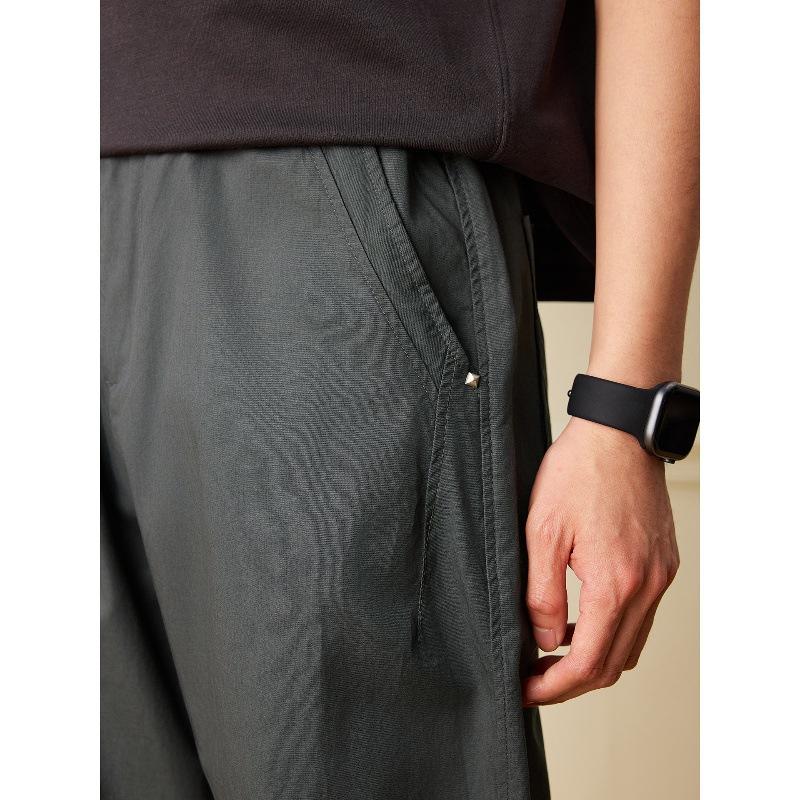 Lyocell Tencel straight casual pants men's summer thin loose anti-wrinkle drape breathable splicing trousers