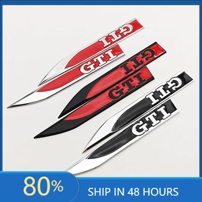 BRZ1 For VOLKSWAGEN VW GTI 2Pcs Metal Car Sticker Logo GTI Side Fender Bumper Strip Badge Emblem For Volkswagen VW GTI Golf 4 5 6 7 M Im2 6a