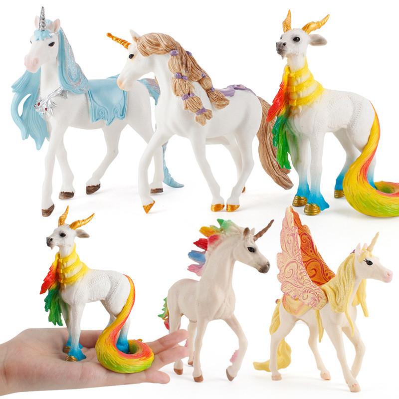 Large Colorful Unicorn Rainbow Horse Figurine Pvc Mythical Creature Collectible Model