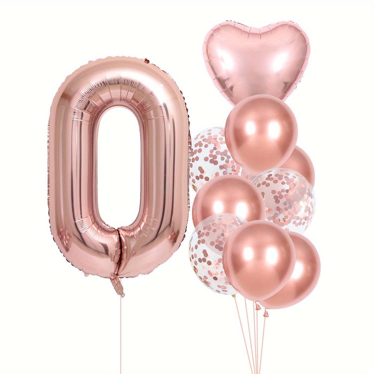

10 комплектов розовых воздушных шаров из алюминиевой фольги в форме сердца и цифровых шаров - набор для украшения воздушными шарами из алюминиевой фольги на дни рождения, свадьбы, помолвки