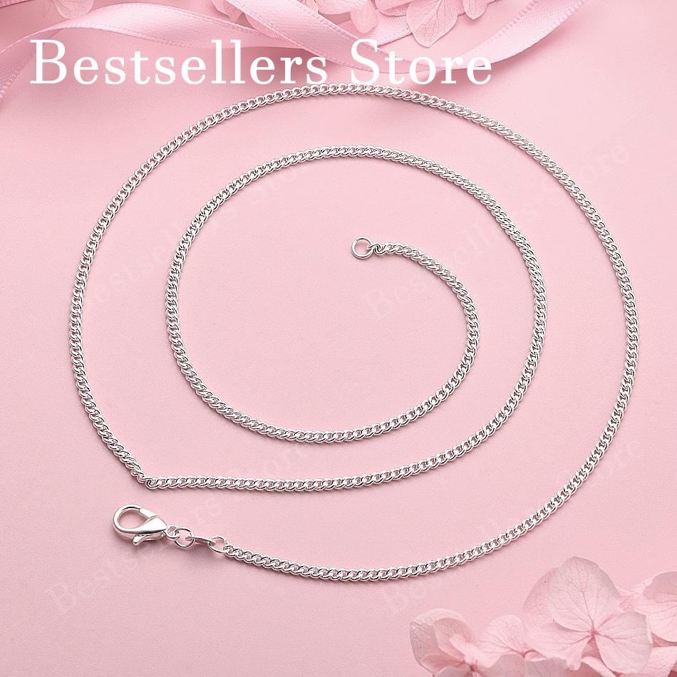 925 Sterling Silver 2mm Exquisite Cuban Chain Necklace for Men and Women, Fashionable Party Gift, Hip Hop Accessory