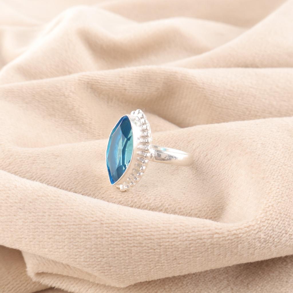 Přírodní švýcarský modrý topaz drahokam 925 ryzí stříbro pěkný šperk prsten pro ženy RR-25-1