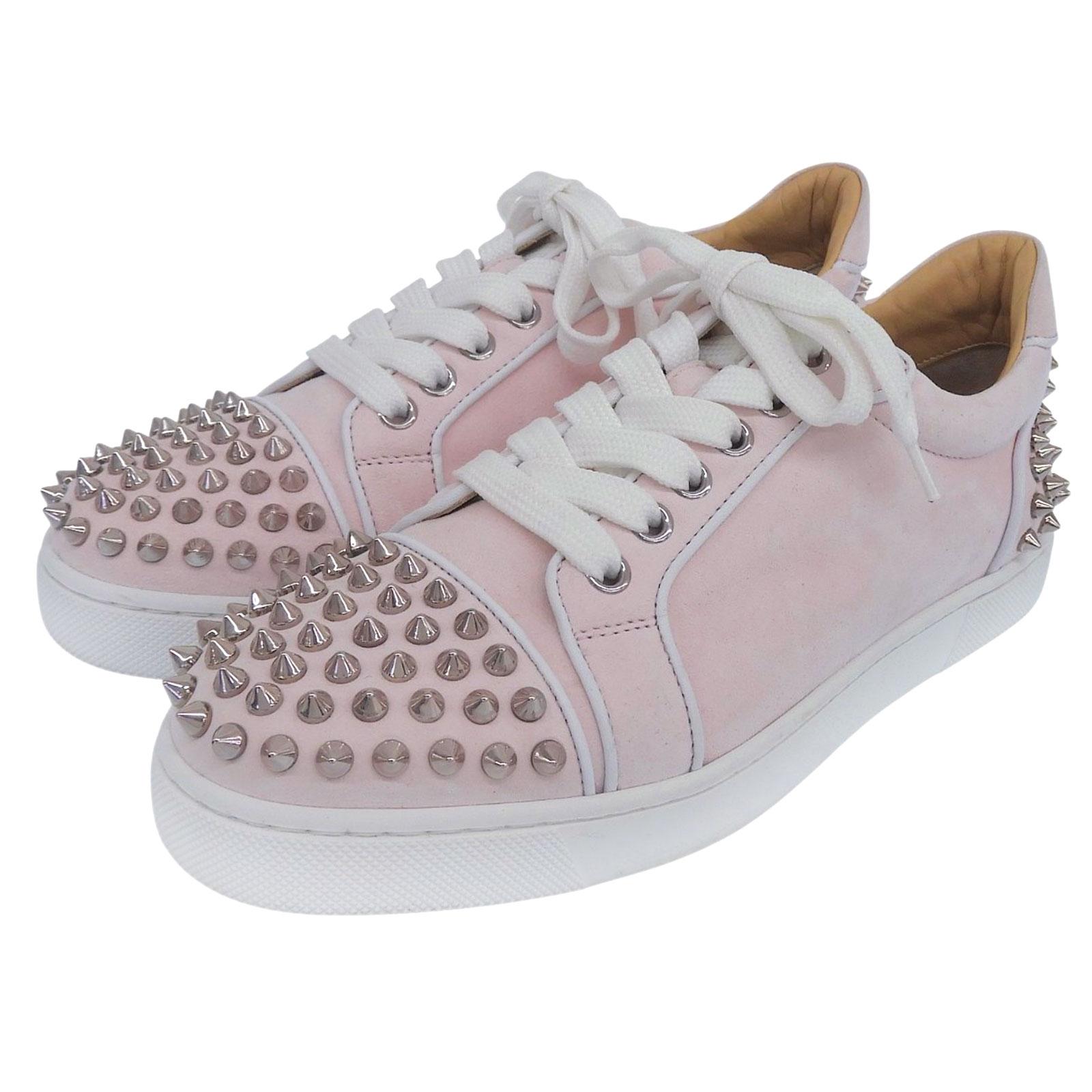 Great Christian Louboutin Low cut sneakers Vieira2 pink Nubuck Leather Women 36 Used